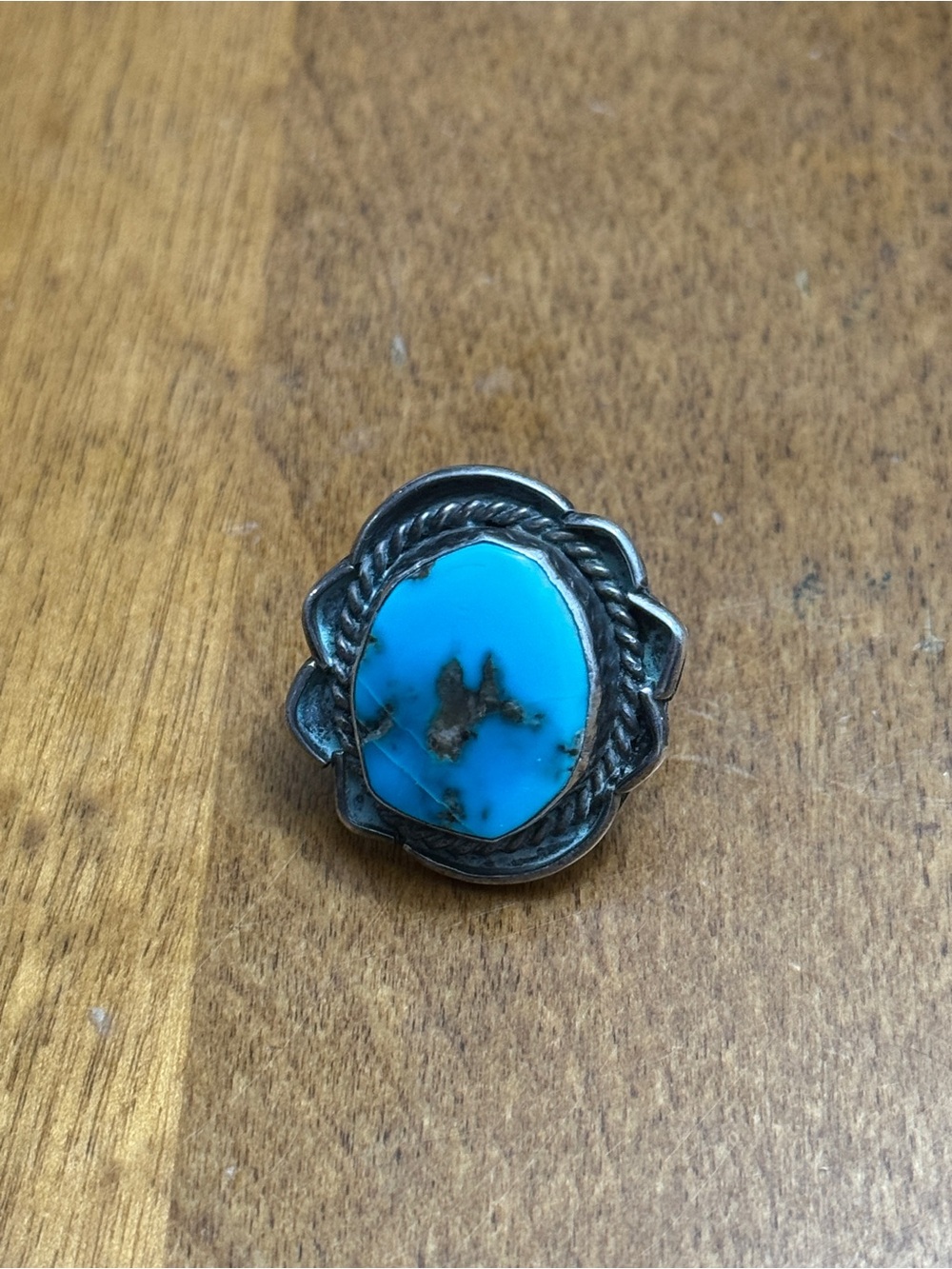 Vintage Navajo Silver Turquoise Ring 4.5 Southwestern Native Ring